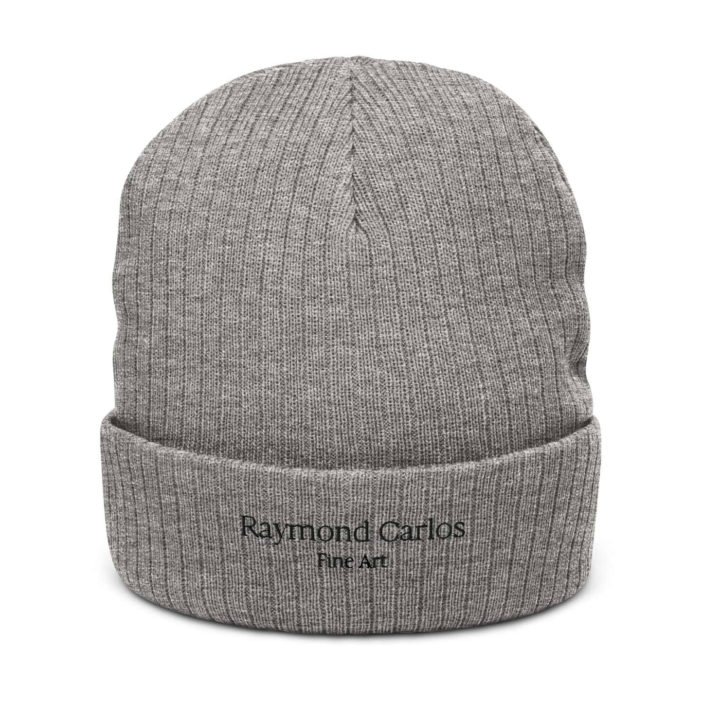 Raymond Carlos Ribbed knit beanie (Black lettering)