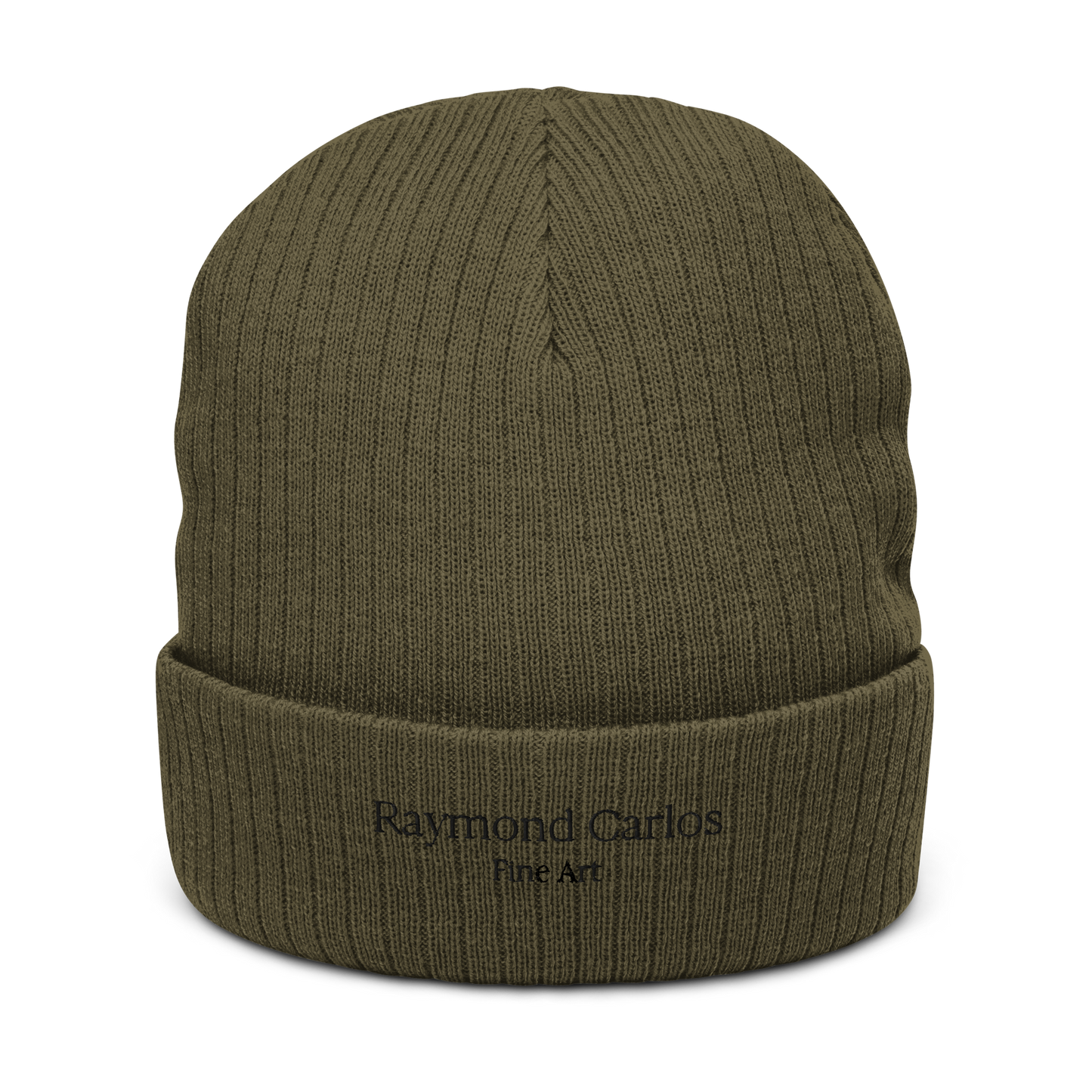 Raymond Carlos Ribbed knit beanie (Black lettering)