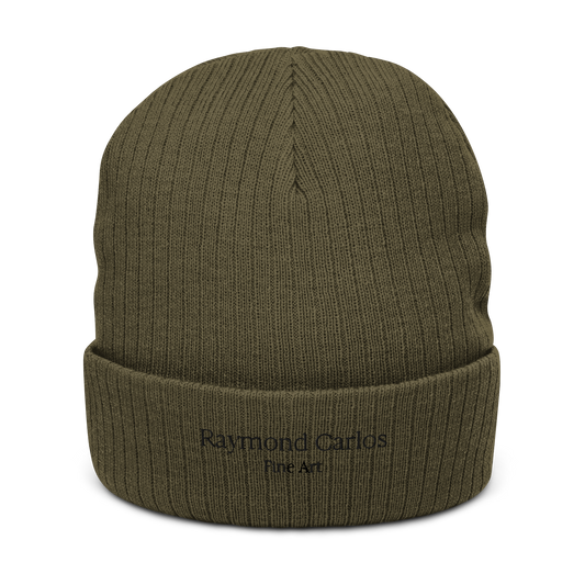 Raymond Carlos Ribbed knit beanie (Black lettering)